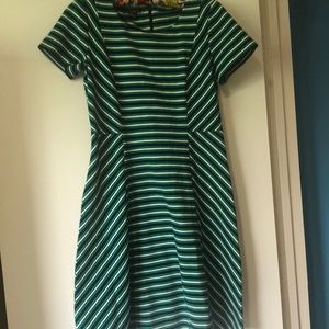3/$16 NWT Talbots Green White Navy stripped Dress